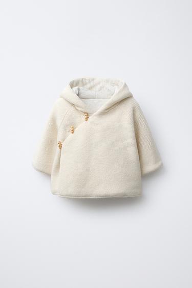 HOODED FIREMAN CLASP PEA COAT - Ecru by Zara