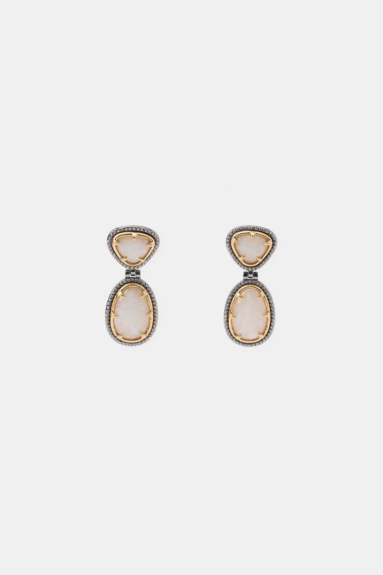 SHINY STONE EARRINGS — Gold / Silver