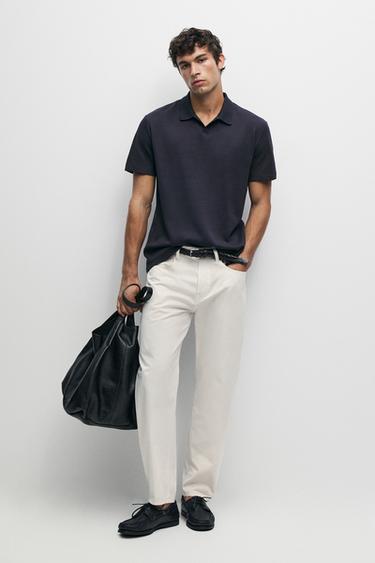 Textured 100% cotton polo shirt — Blue 2