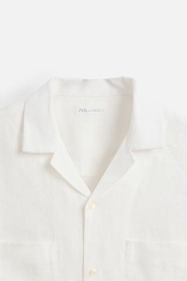 100% LINEN SHIRT - White by Zara - Image 7