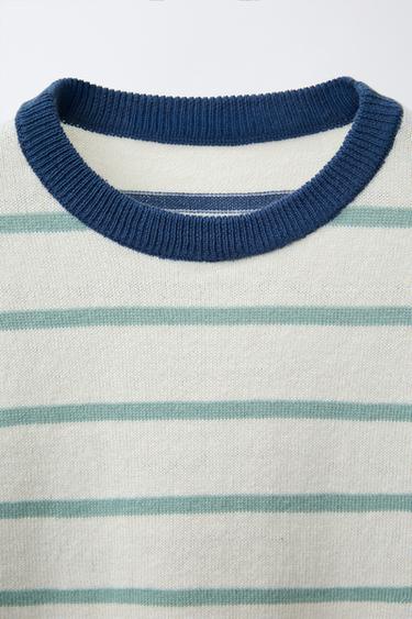 STRIPED KNIT T-SHIRT - Green / Blue by Zara - Image 2