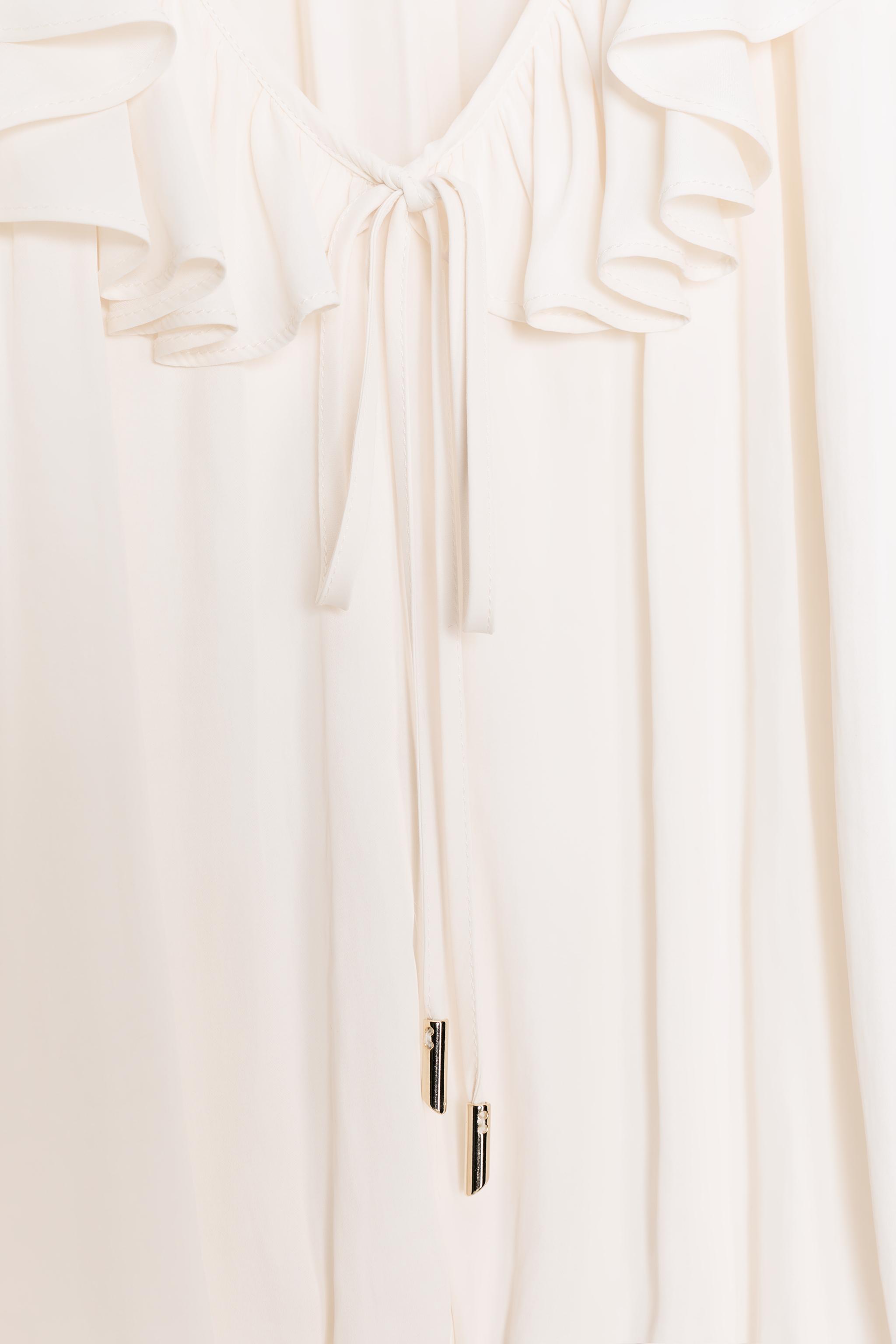 RUFFLED SATIN EFFECT BLOUSE WITH SHOULDER PADS