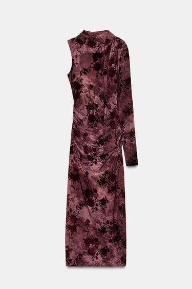 ROBE LONGUE IMPRIMÉE FOULARD - Grenat clair de Zara - Image 5