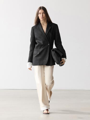 Americana cierre cruzado 100% lino - Negro de Zara - Imagen 0