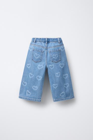 JUPE-CULOTTE EN JEAN AVEC CŒURS - Bleu moyen de Zara - Image 1