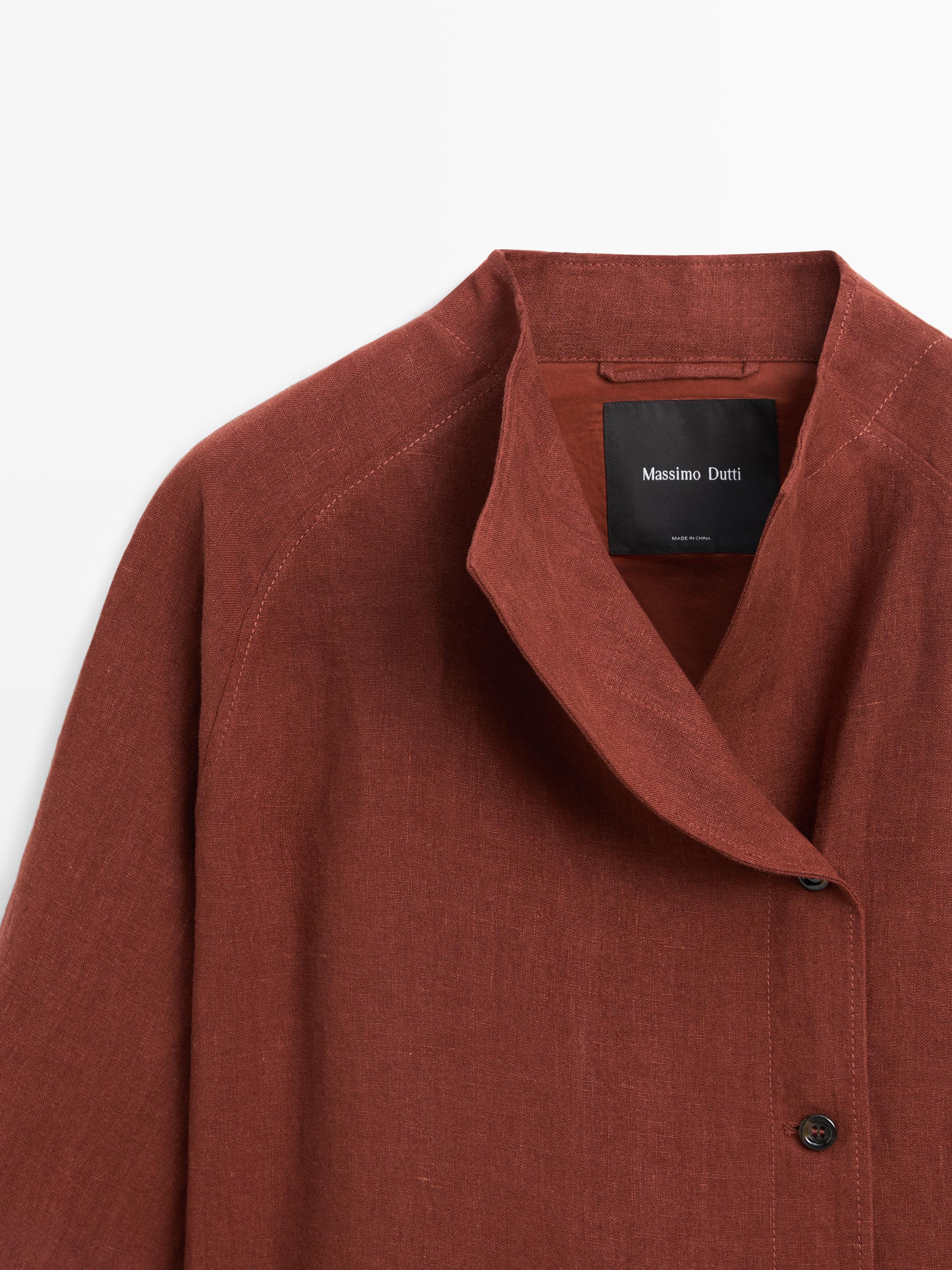 100% linen kimono with buttons and tie detail