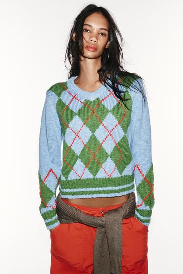 ARGYLE KNIT SWEATER — Multicolored 1