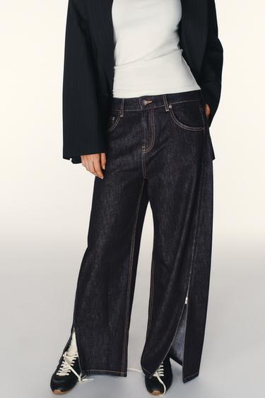 Zara TRF SIDE ZIP JEANS - Dark indigo
