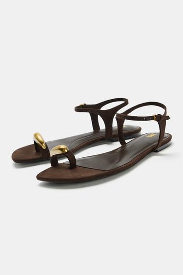 SANDALS WITH METAL DETAIL - Brown by Zara - Image 3
