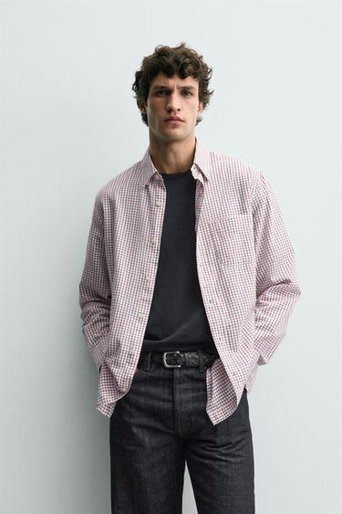 Zara PLAID POCKET SHIRT - Red / Navy