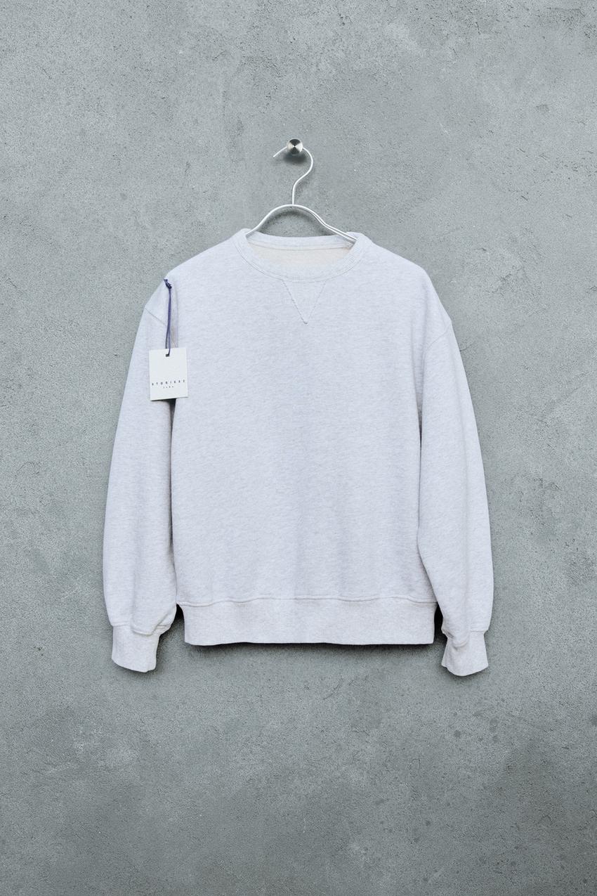 SWEAT DÉCOR ÉTIQUETTE - Gris chiné