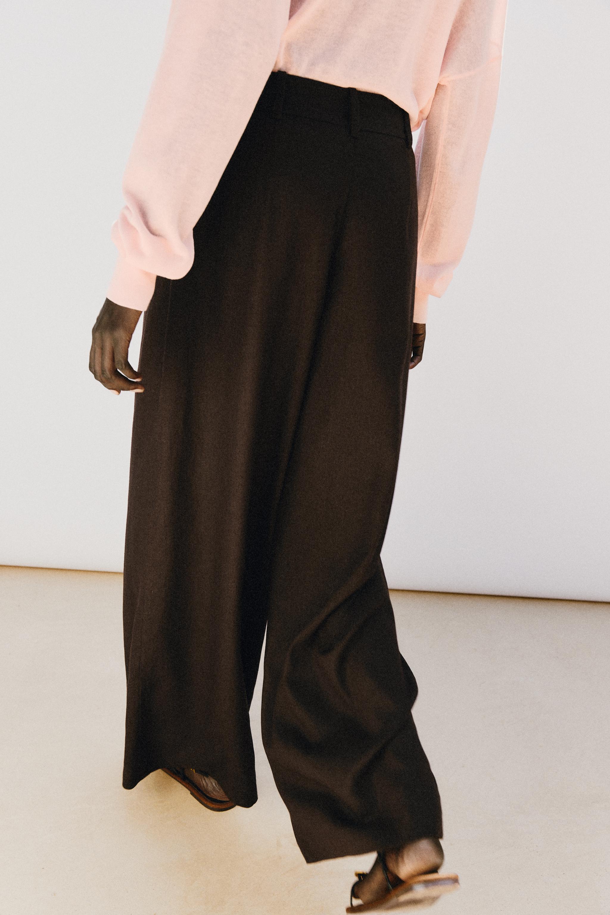 Zara Geniş Paça Keten Pantolon görsel 5
