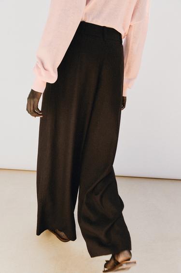 PANTALON LARGE AVEC LIN - Marron de Zara - Image 4