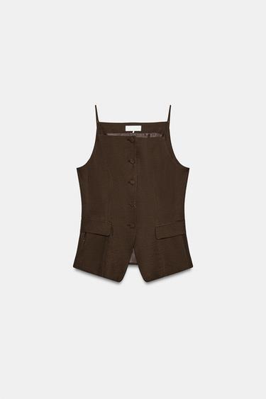 CHALECO EFECTO BRILLO - Marrón de Zara - Imagen 0