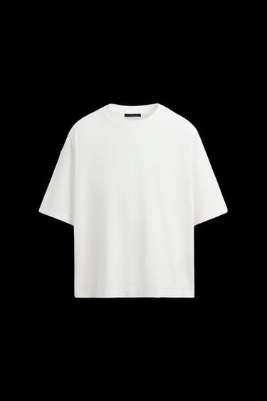 Zara LIGHTWEIGHT WASHED BOXY FIT T-SHIRT - Oyster-white
