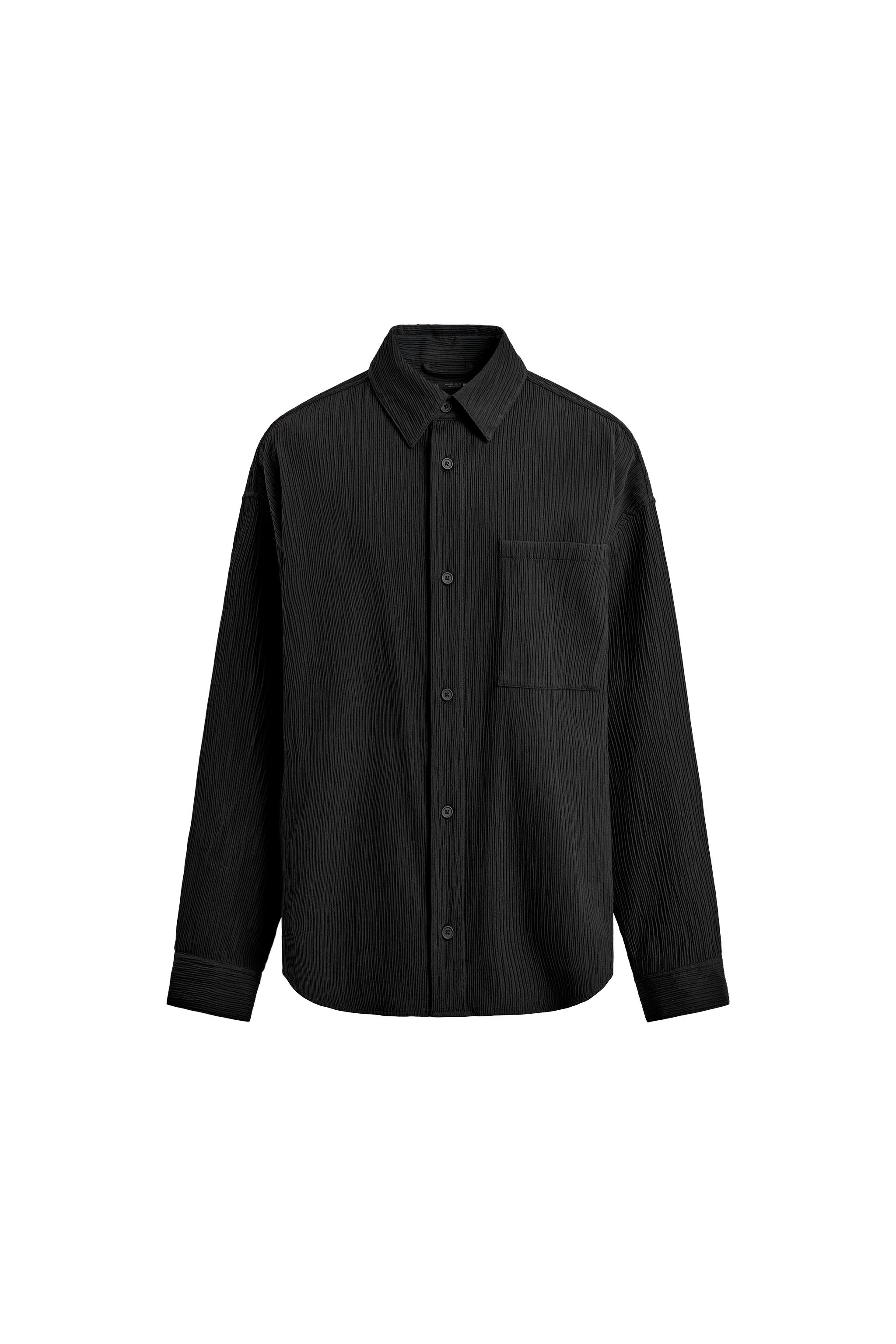 オーバーサイズフィットレリーフシャツジャケット - ブラック | ZARA 