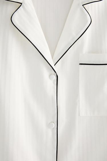 STRIPED JACQUARD SHIRT - Oyster-white by Zara - Image 3