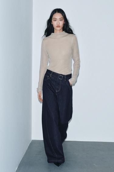 JEANS ZW COLLECTION WIDE LEG TIRO ALTO CINTURÓN - Azul de Zara - Imagen 0