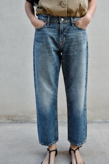 Z1975 CROPPED MID-WAIST JEANS - Blue by Zara