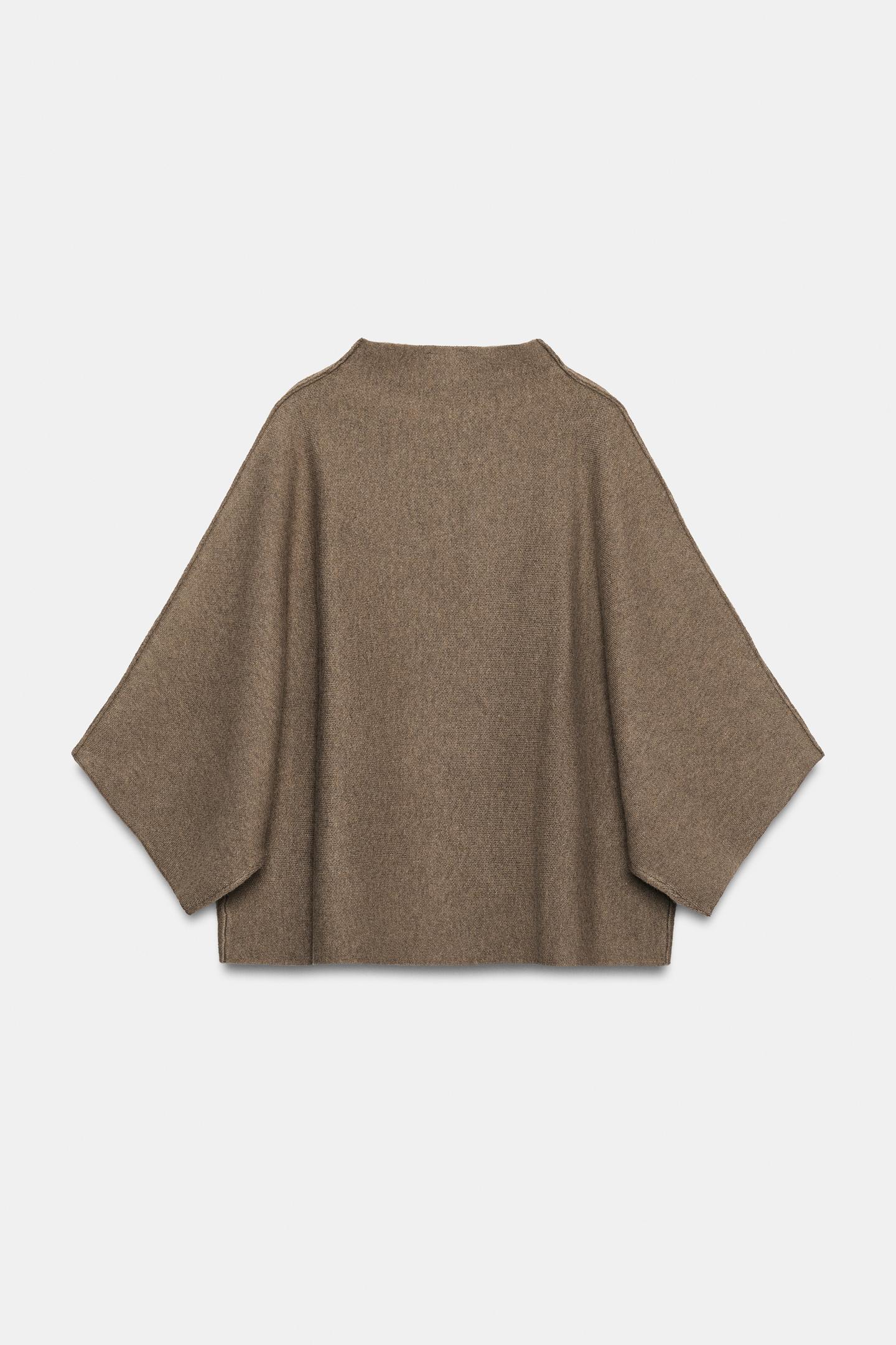 Женский свитер Zara Wide Sleeve Knit, цвет: Карамельный — фото 7