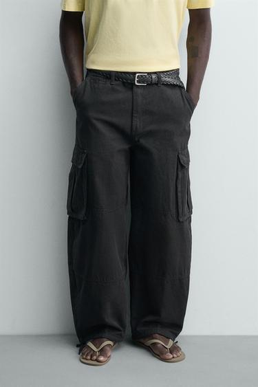 PANTALON CARGO BALLOON FIT - Noir de Zara