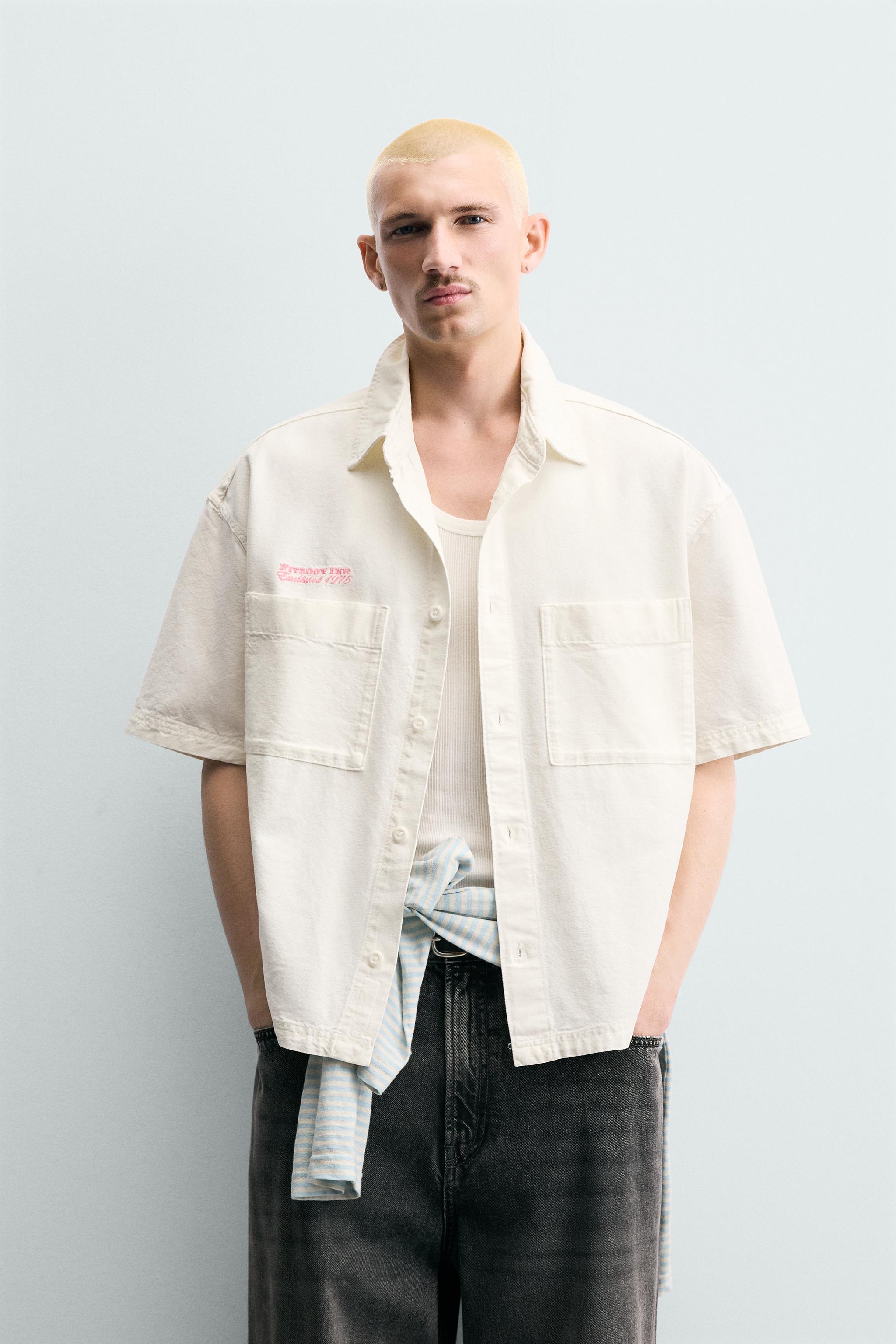 CONTRASTING RELAXED FIT SHIRT - White | ZARA United States