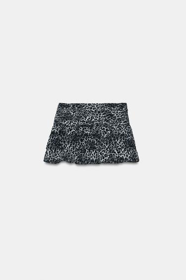 FALDA MINI VOLANTES - Leopardo / Gris de Zara