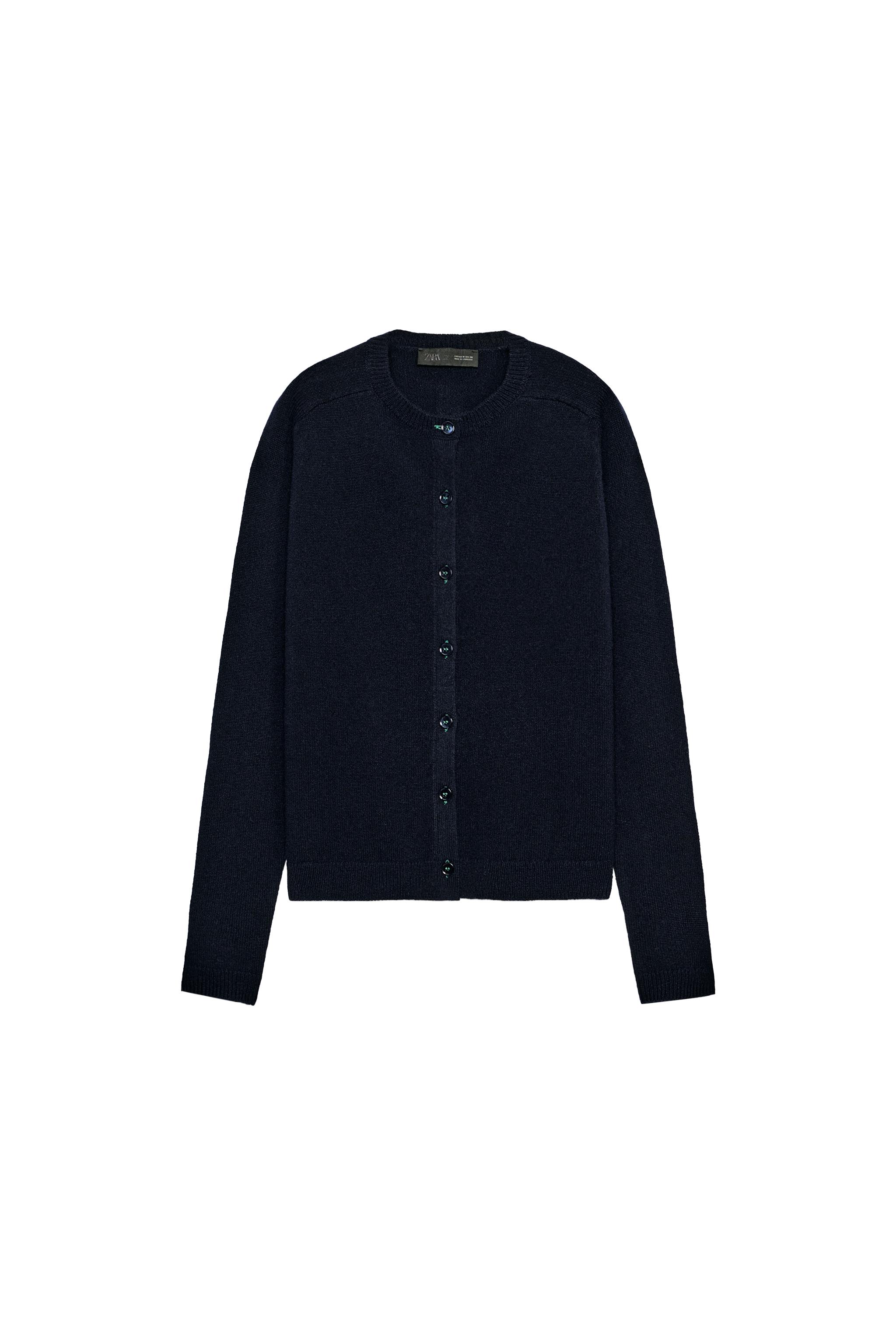100% WOOL PLAIN KNIT CARDIGAN