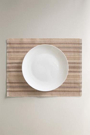 PACK OF STRIPED PLACEMATS (PACK OF 2) - Grey / Tan by Zara - Image 4