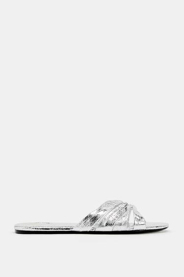 METALLIC KNOT SANDALS - Silver by Zara - Image 0