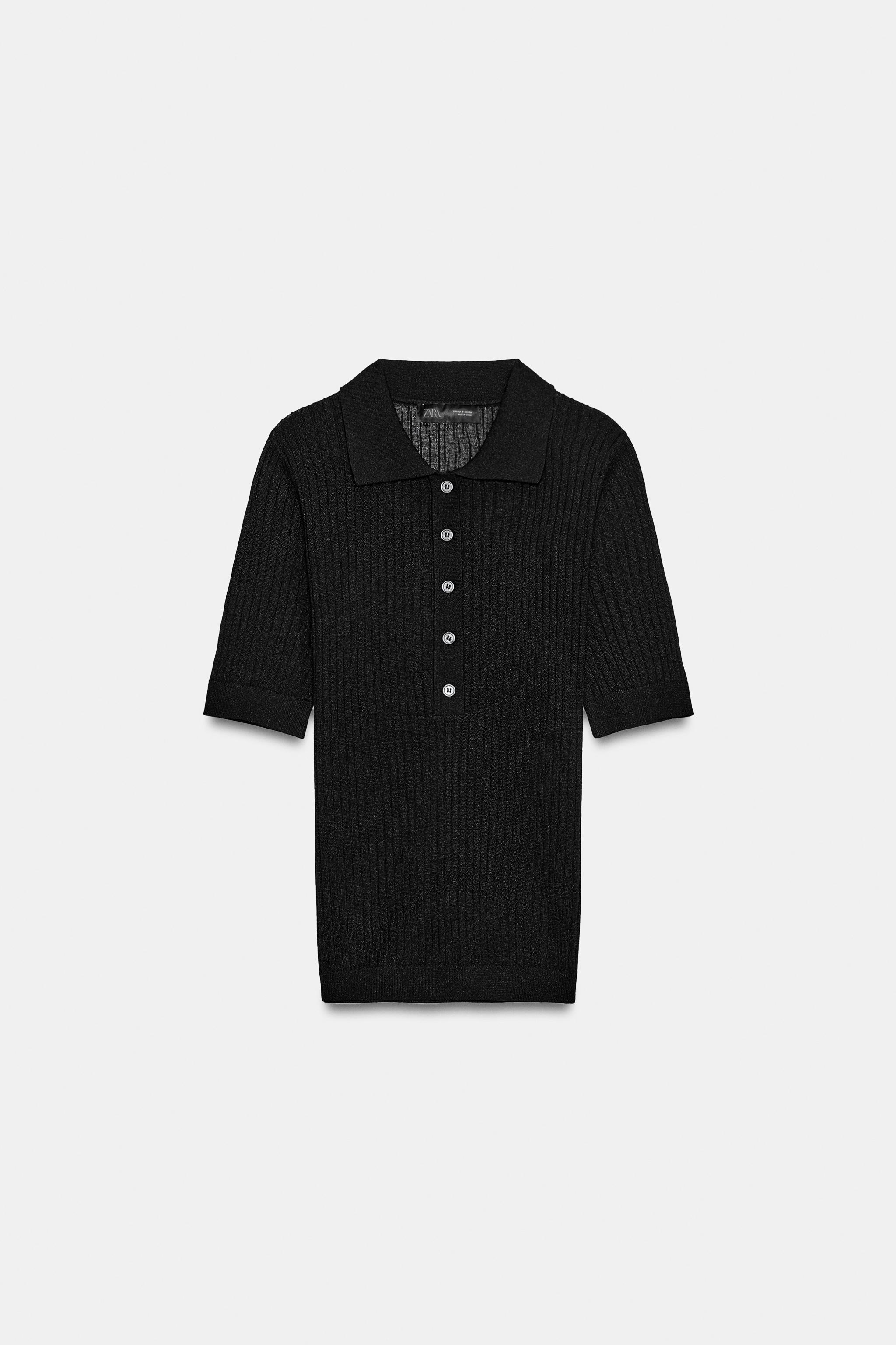 Женские рубашки Zara SEMI-CLEAR KNIT POLO SHIRT — фото 4