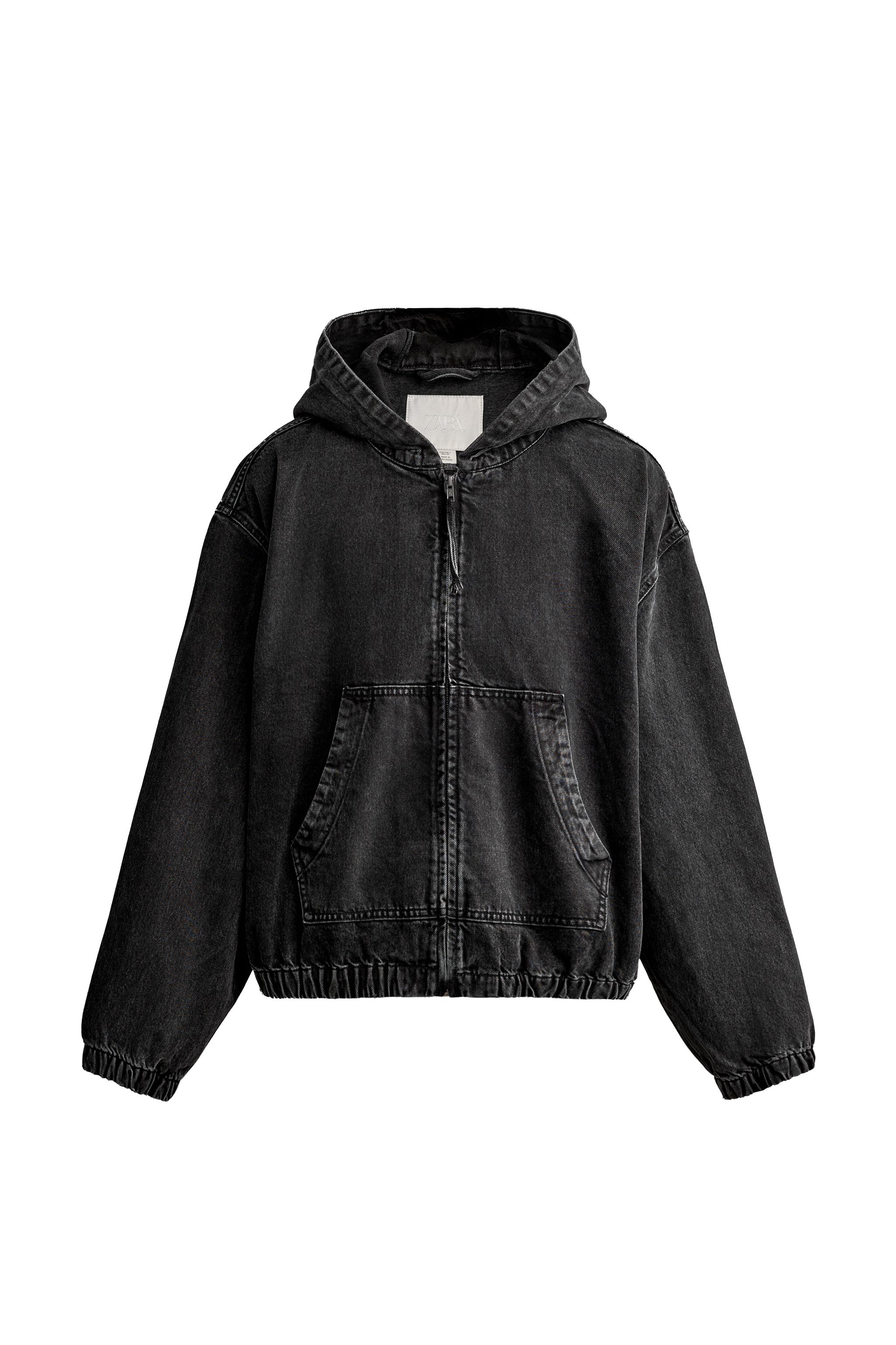 HOODED DENIM JACKET - Charcoal | ZARA South Africa