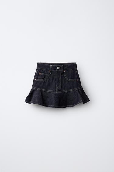 FALDA DENIM VOLANTES - Azul de Zara