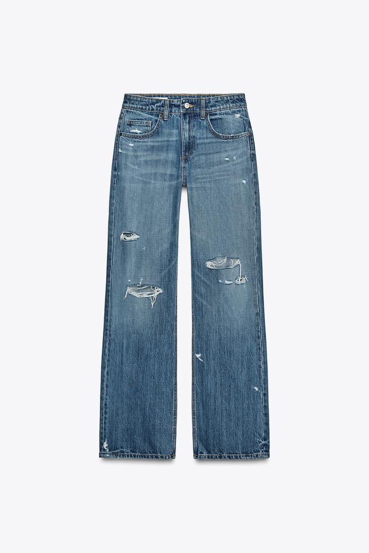 TRF WIDE-LEG MID-RISE FULL LENGTH JEANS Indigo ZARA Australia