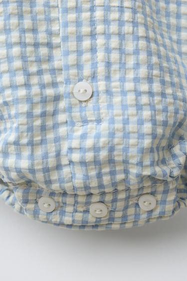 GINGHAM CHECK BODYSUIT - Light blue by Zara - Image 3