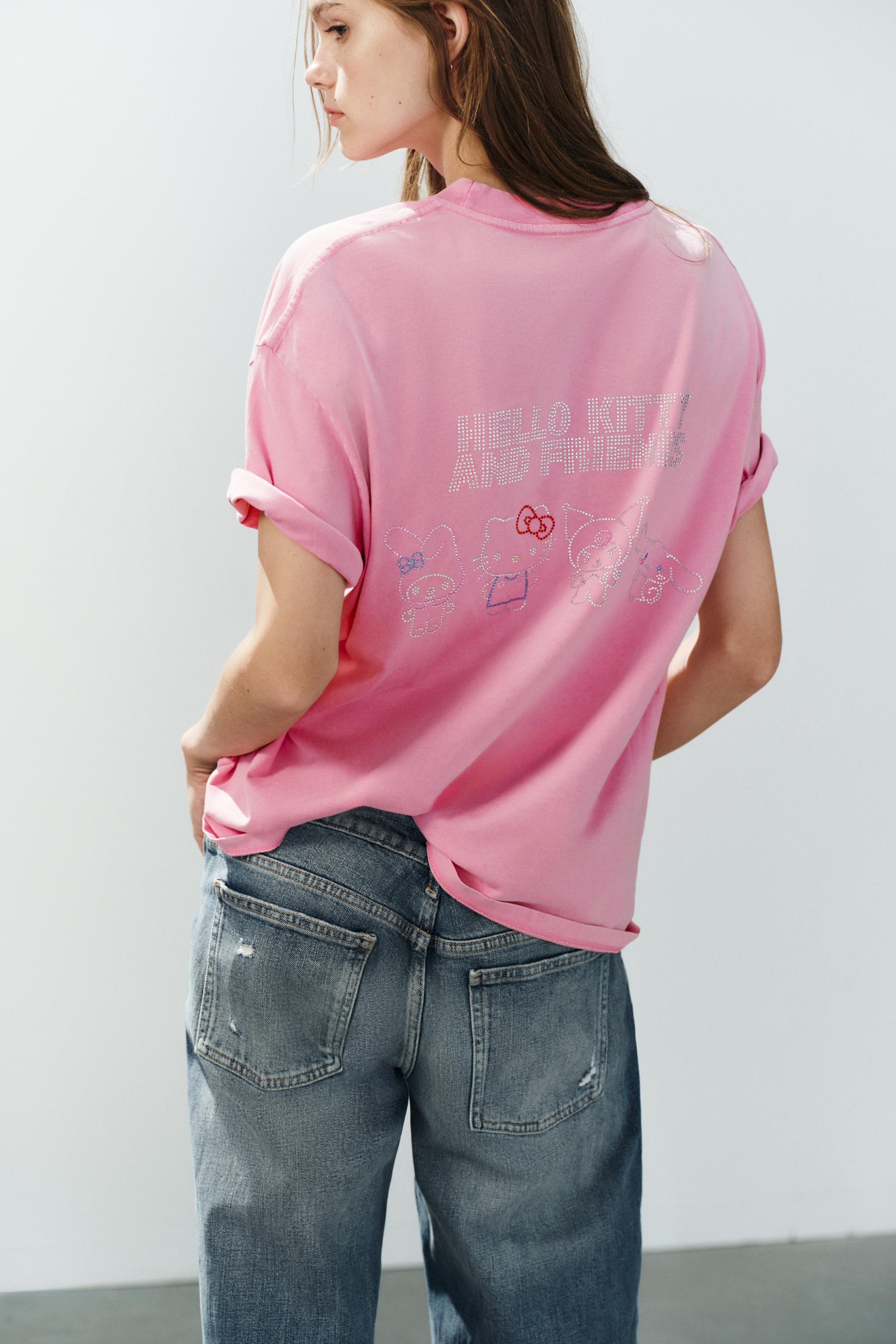 Женские футболки Zara HELLO KITTY © SANRIO GLITTER WASHED T-SHIRT — фото 5