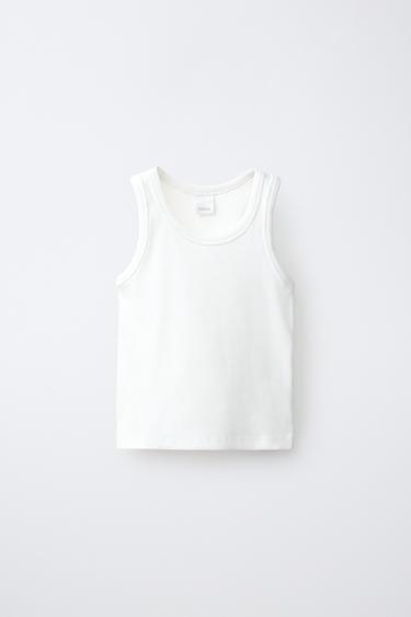 CAMISETA RIB LISA - Blanco roto de Zara