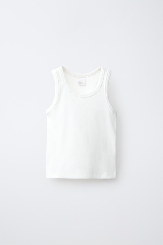 CAMISETA RIB LISA - Blanco roto de Zara - Imagen 0
