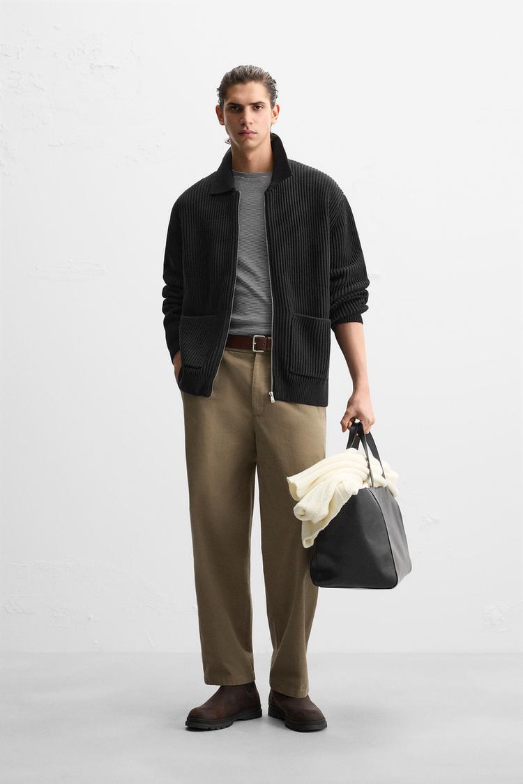 パールニットジップカーディガン - ブラック | ZARA Japan / 日本