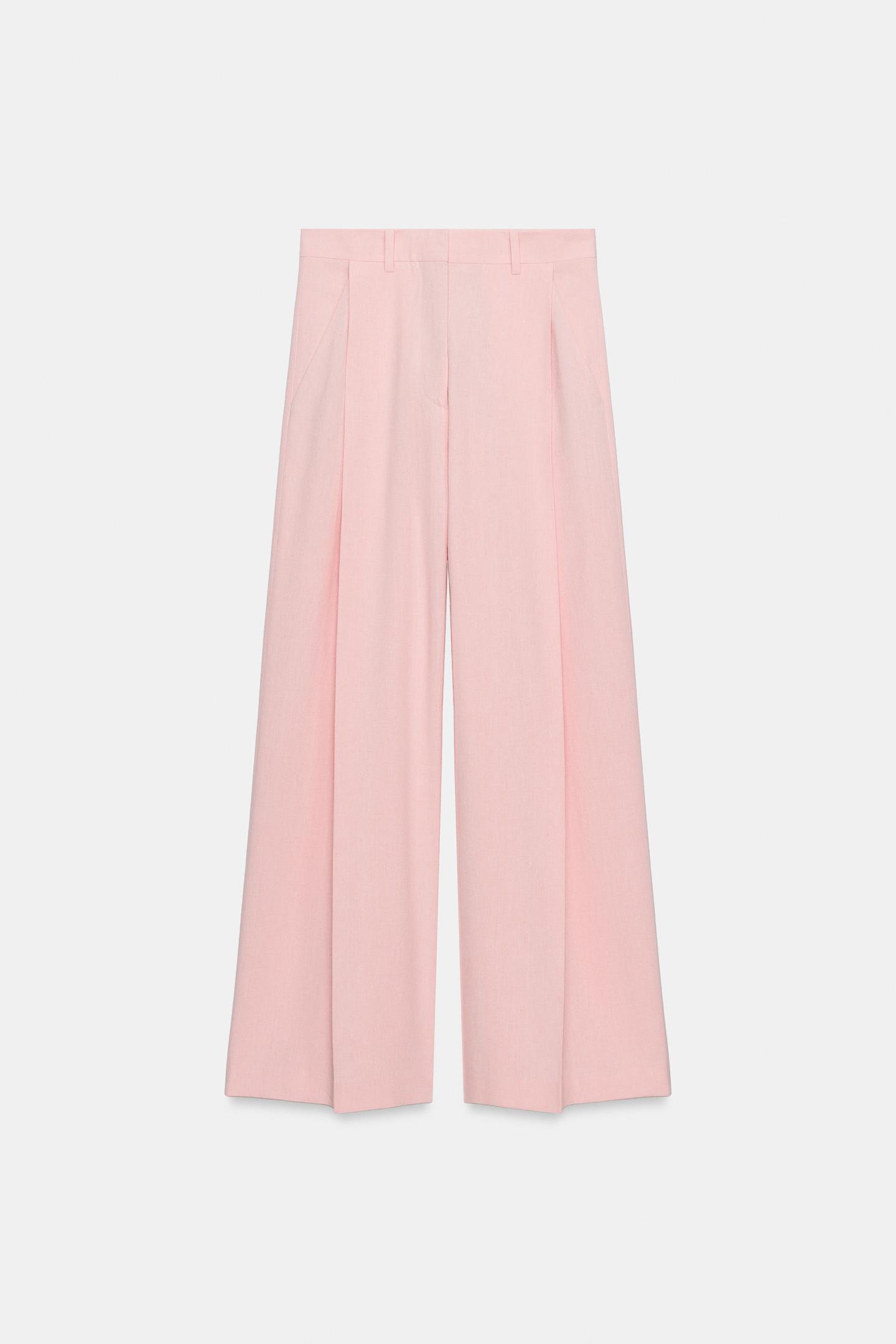 Женские брюки Zara ZW Collection Pleated, цвет: Розовый — фото 5