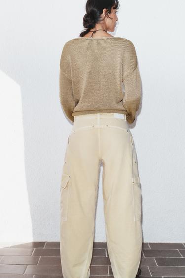 Z1975 MID-WAIST BARREL CARGO JEANS - Mid-ecru by Zara - Image 2