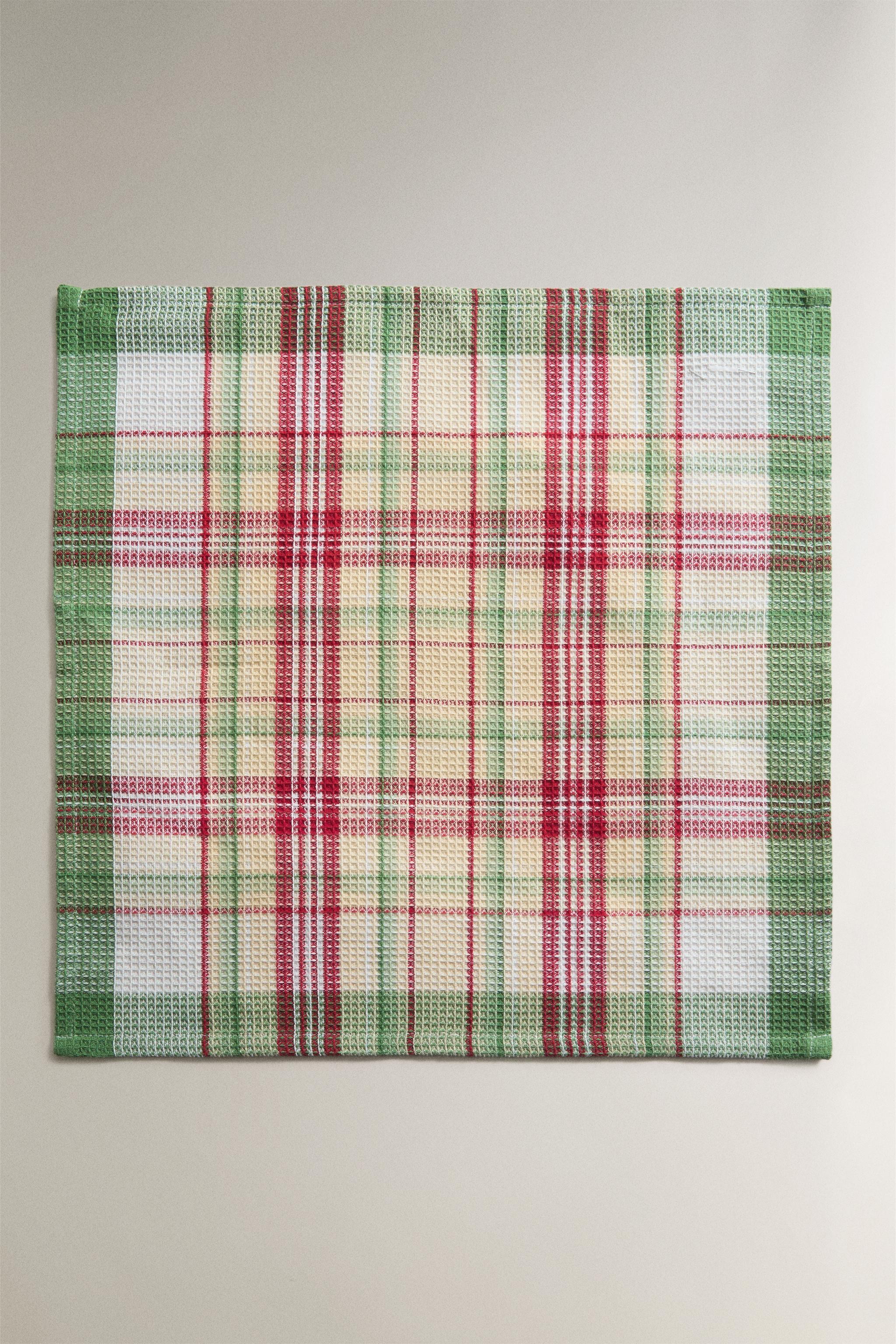 WAFFLE KITCHEN TOWELS (PACK OF 3) — Green (alternate view)