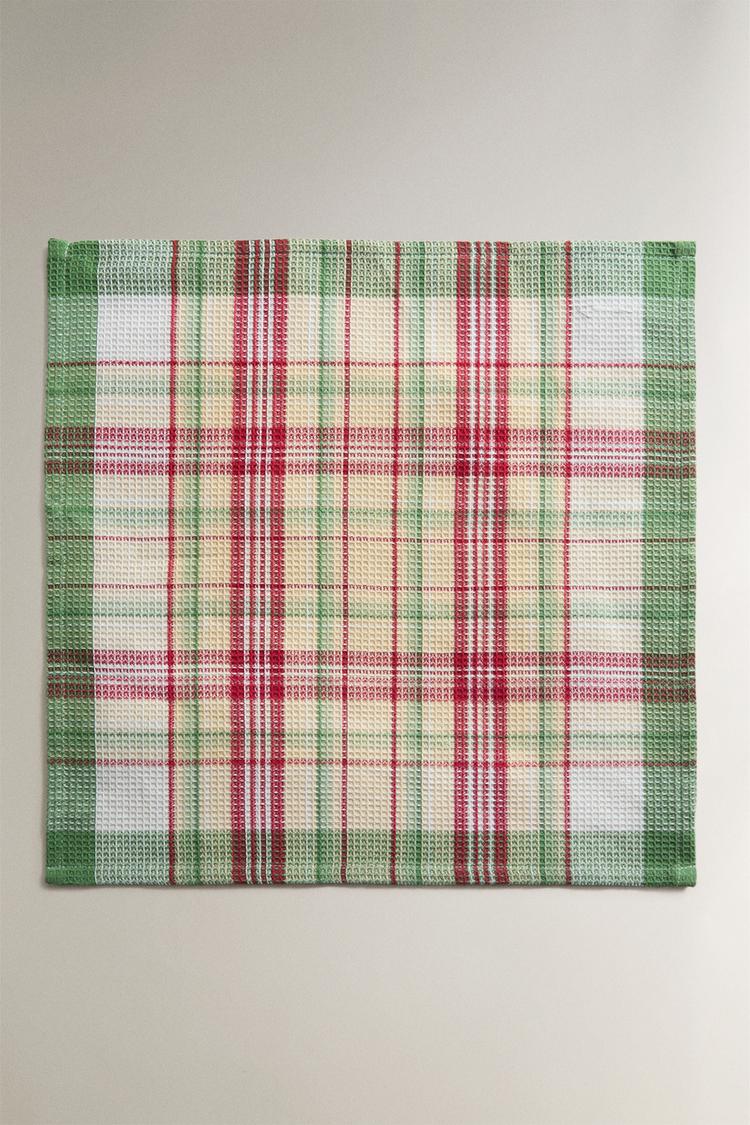 WAFFLE KITCHEN TOWELS (PACK OF 3) — Green