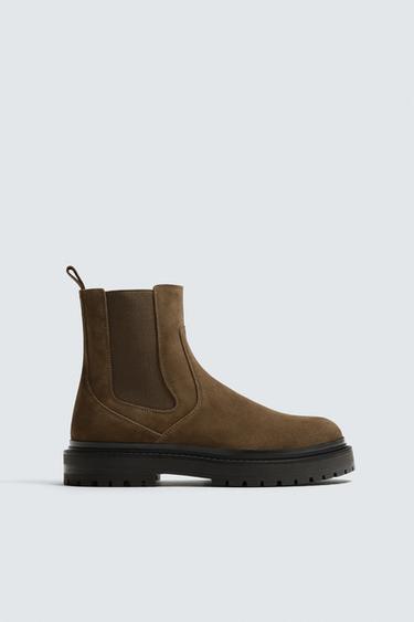 BOTA CHELSEA DE COURO - Marrom da Zara