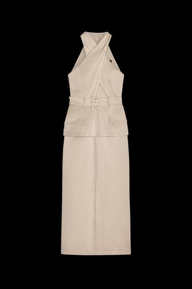 WICKEL-MIDIKLEID MIT GÜRTEL - Hellbraun von Zara - Bild 0