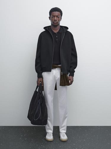Pantalón slim fit mezcla algodón - Blanco de Zara