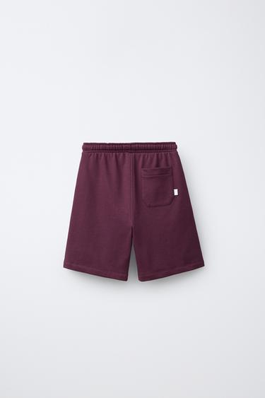 PLUSH JOGGING BERMUDA SHORTS - Burgundy by Zara - Image 1