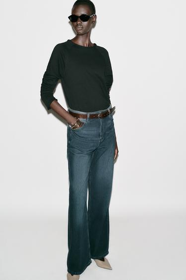 WASHED LONG SLEEVE T-SHIRT - Black by Zara