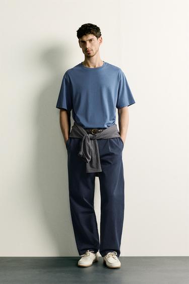 MEDIUM WEIGHT SHORT SLEEVE T-SHIRT - Mid-blue by Zara
