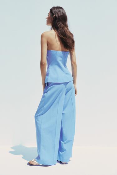 STRAPLESS WAISTCOAT TOP - Sky blue by Zara - Image 4
